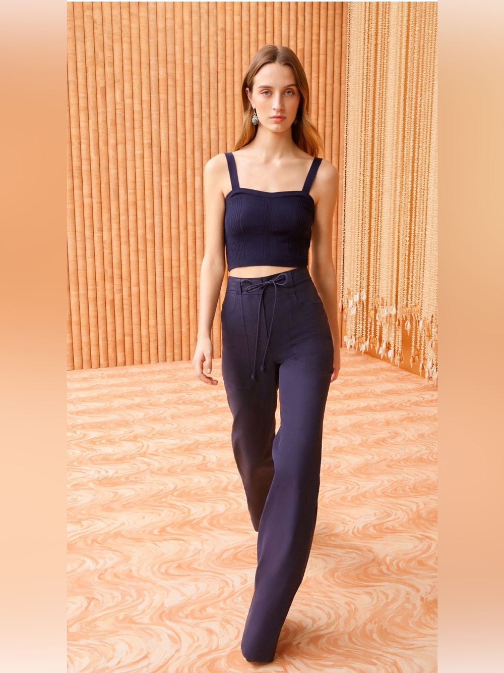 Ulla Johnson Navy Utility Wide-Leg Pants